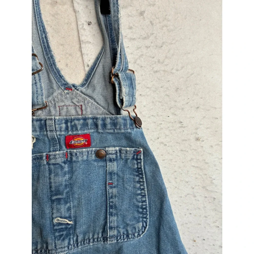 Dickies Mens Denim Bib Overalls Light Wash Indigo Workwear 44x32 8396SNB READ